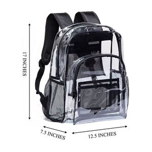 Clear Drawstring Backpack Mesh Pockets Geometric Pattern Metallic Material Multi-Function School Use Unisex Shoulder Strap <b>Solar</b> - Product Image 5