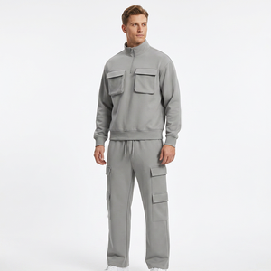 Conjunto de Chándal Cargo Unisex Personalizado con Cremallera de Cuarto, Bolsillos Utilitarios, Ropa Urbana al por Mayor, Fabricante de Prendas B2B - Product Image 1