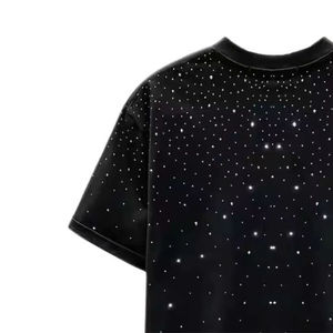 Mens Rhinestone <b>Shirt</b> Sparkle Embellished <b>Party</b> Wear Slim Fit Short Sleeve Luxury Style Fashion Dress <b>Shirt</b> - Product Image 1