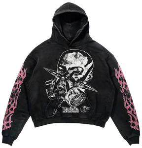 Sudadera con capucha de hombros caídos de nuevo diseño al por mayor, chándal acampanado con logo personalizado serigrafiado, chándal de felpa 100% algodón. - Product Image 2