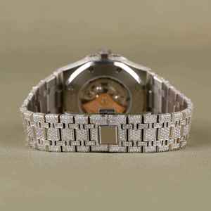 Montre numérique en acier inoxydable avec pierres précieuses taillées à l'ancienne, saphir, bracelet en cuir 20 mm, design de luxe hip-hop pour homme - Product Image 4