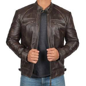Customized High Quality Leather <b>Jacket</b> Male Oversized Motorcycle <b>Cycling</b> Suit <b>Men</b> Slim Fit Short Coat Casual Style - Product Image 2