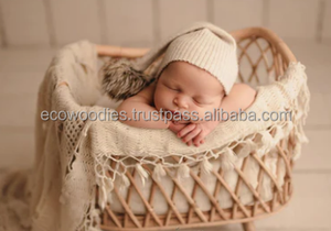 Cuna de Madera Maciza Hecha a Mano, Ecológica, Estilo Europeo Simple, Accesorio de Fotografía para Recién Nacidos, Mueble para Dormitorio Infantil - Product Image 4