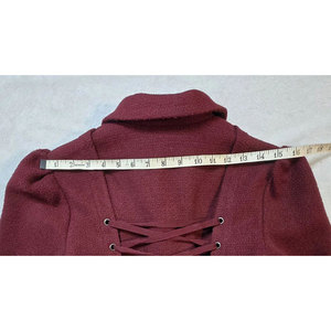 Hot Sell Burgundy Wool Blend Coat Lace <b>Back</b> Hi Low Hem Women’s Winter Gothic Coat 2026 - Product Image 6