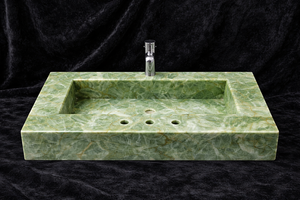 Lavabo de Baño de Ónix Verde Natural de Lujo, Lavabo Rectangular Hecho a Mano, Lavabo de Ónix para Encimera, Lavabo de Piedra Personalizado - Product Image 2
