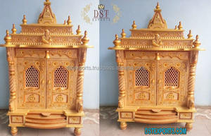 Exclusive Brown Teak Wood <b>Temple</b> <b>Home</b> Solid Quality Wooden Mandir Worship Traditional Professional Carved Design Customizable - Product Image 4