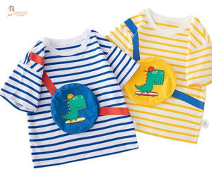 T-shirts en coton pour enfants, col rond, tricotés, mignons, à manches courtes, anti-rétrécissement, avec lumières EL clignotantes - Product Image 1