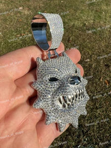 Collar con Colgante de Calavera con Incrustaciones de Diamantes de Moissanita en Plata 925, Estilo Hip Hop, Lujoso, para Hombre y Mujer - Product Image 2