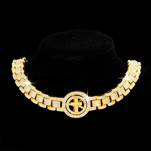 Pendentif croix plaqué très demandé avec strass, style hip-hop, unisexe, bijou tendance pour le quotidien, pour l'exportation - Product Image 1