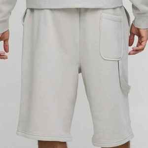 Men's <b>Light</b> Gray Cotton Bermuda Shorts With Drawstring Waist And Pockets Casual Style Mid Rise Knitted Fabric - Product Image 5