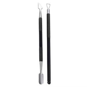 Pousse-ongles double tête réutilisable en acier inoxydable pour manucure avec poignée texturée - Product Image 6