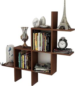 Modern Bamboo Rectangle <b>Wall</b> Mounted <b>Floating</b> Display <b>Shelf</b> Decorative Book <b>Shelf</b> for Living Room Bedroom Office Entryway - Product Image 5
