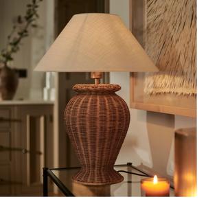 Lámpara de Mesa LED de Lujo, Moderna y Vintage, de Ratán, para Dormitorio o Estudio, con Protección Ocular, Decoración Dorada, de BD - Product Image 1