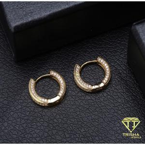 Premium Lab Grown Diamond 925 <b>Sterling</b> <b>Silver</b> Wide <b>Hoop</b> <b>Earrings</b> Two Tone Luxury Jewelry For Wholesale Buyers - Product Image 2