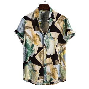 Chemise hawaïenne à manches courtes pour homme, imprimé floral, col rabattu, polyester respirant, chemises de vacances d'été - Product Image 3