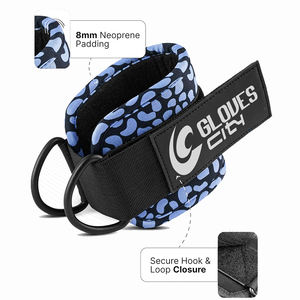 Guantes de neopreno y algodón con correas de tobillo para máquinas de cable, puños acolchados, transpirables, antideslizantes, personalizados, con accesorio de polea, para gimnasio. - Product Image 6