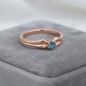 Natural Blue Topaz <b>Solitaire</b> <b>Ring</b> 925 Sterling <b>Silver</b> 14K Gold Plated Dainty Engagement Promise <b>Ring</b> December Birthstone - Product Image 2