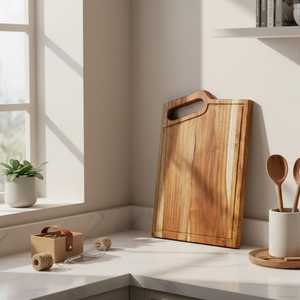 Tabla de Quesos Grande de Madera de Acacia con Asa, Plato de Charcutería Premium Estilo Ecológico, Bloque para Servir Verduras y Tabla de Cortar - Product Image 6