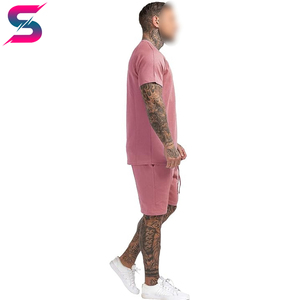 Premium Quality New Arrival Men Solid Pink Crew Neck <b>Knitted</b> Cotton T-Shirt & Shorts <b>Set</b> Breathable Casual Summer Outfit - Product Image 5