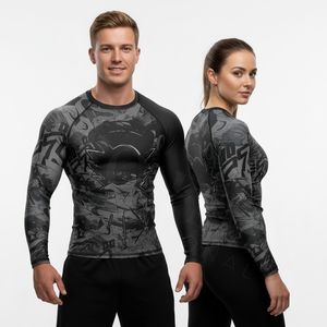 T-shirt de compression à manches longues à séchage rapide pour BJJ, MMA, No-Gi, gym, course à pied, fitness, entraînement, rashguard, haut de sport - Product Image 3