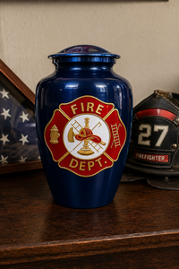 Urne funéraire en métal pour pompier, cendres humaines, 200 pouces cubes, adulte, commémorative, personnalisée, avec badge du service d'incendie, durable - Product Image 4