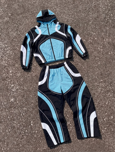 Custom Y2K Unisex <b>Patchwork</b> Tracksuit Hooded Windbreaker <b>Jacket</b> & Sweatpants Set Streetwear Techwear Men Women Tracksuit - Product Image 3