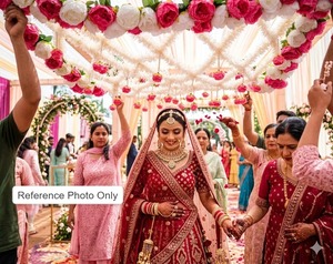 Traditional Indian <b>Wedding</b> Floral Phoolon Ki Chadar Artificial Rose & Jasmine Flower Canopy for Bridal Entry - Product Image 2