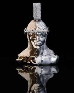 925 Silver Jesus <b>Head</b> Charm Pendant Hip Hop <b>Style</b> Trendy Moissanite Iced Out Made in India Lightweight - Product Image 2