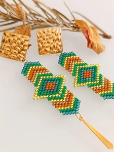 Pendientes de cuentas color coñac, pendientes de cuentas de tono premium, pendientes de cuentas con acabado liso, artículo de venta al por mayor de fábrica personalizado, para uso con cuentas - Product Image 2