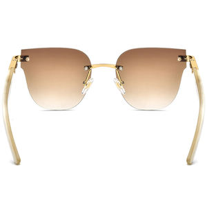 Lunettes de soleil rectangulaires sans monture, verres marron dégradés, monture dorée, légères, unisexes, protection solaire pour adultes - Product Image 3
