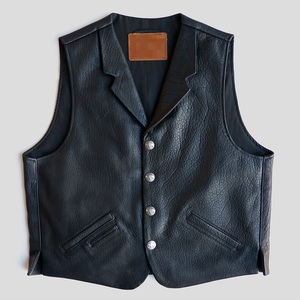เสื้อกั๊กหนังแท้ของผู้ชายเสื้อแจ๊กเก็ตกันน้ำดีไซน์ตามสั่ง - Product Image 3