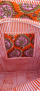 Bolso Tote de Algodón Bordado Estilo Bohemio, Diseño Panelado Naranja y Rosa, Abierto por Arriba, Para Compras en Todas las Estaciones - Product Image 5