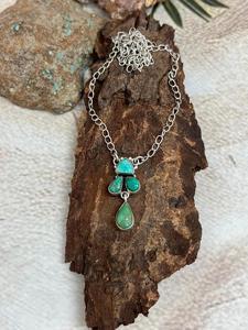 Handmade Kingman Turquoise <b>Necklace</b> Sterling Silver Southwestern Boho Artisan <b>Statement</b> Jewelry Natural Gift for Her - Product Image 1