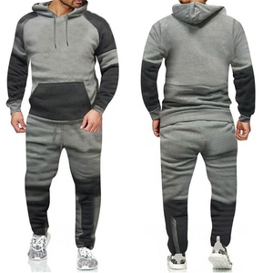 Sudadera de lana de algodón unisex al por mayor, jersey de dos piezas, chándal para correr de talla grande, bloque de color personalizable para hombre, Primavera - Product Image 5