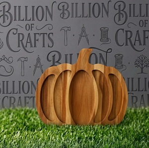 Plateau de service en bois sculpté en forme de citrouille, plat divisé pour desserts et apéritifs d'Halloween, idéal pour les fêtes - Product Image 3