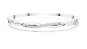 14k <b>White</b> Gold Synthetic Lab Grown Diamond Round Brilliant Cut Luxury Rhodium Plated Nail Bangle <b>Bracelet</b> for Women - Product Image 5