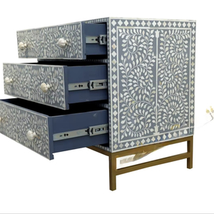 ILAHI's Bone Inlay <b>Drawer</b> Modern Design Agate Detailing <b>Storage</b> Portable Home Furniture - Product Image 1