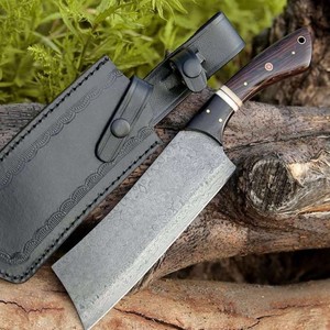 Couteau à découper la viande en acier Damas forgé à la main, robuste, avec manche ergonomique en bois Pakka, ambidextre, écologique, 8-9,9 pouces - Product Image 1