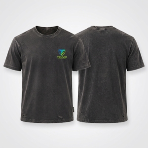 Custom <b>Men</b> Distressed T <b>Shirt</b> Cotton Blend Material Faded Wash Effect Comfortable Loose Fit Short Sleeve Modern Streetwear OEM - Product Image 3