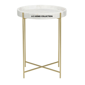Table d'appoint de qualité supérieure, nouvelle arrivée, en métal, de forme ronde, finition blanche et dorée, pour la maison, les restaurants, les hôtels - Product Image 4