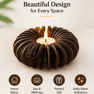 Portavelas de Madera Ecológico, Diseño Rústico Natural, Hecho a Mano, Centro de Mesa, Decoración del Hogar, Actividades Religiosas - Product Image 4