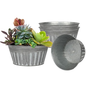 Ensemble de jardinières en métal galvanisé blanc de forme ovale pour la maison et le jardin, jardinières décoratives avec poignées en corde - Product Image 5