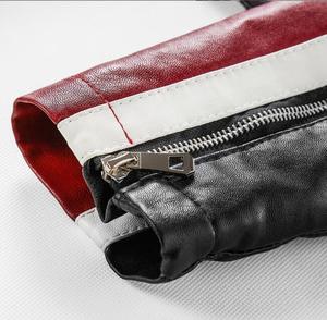Vestes en cuir pour hommes, style motard, à rayures, rouge, tendance, vente en gros, meilleure qualité - Product Image 6