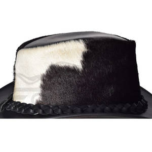 หมวกคาวบอยผู้หญิงขายส่ง แฟชั่นตะวันตก เครื่องประดับศีรษะ หมวกหนังวัวแท้ ผู้ผลิต OEM คุณภาพสูง หมวกคาวเกิร์ลสีดำ - Product Image 3