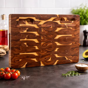 Luxury End Grain Wood Cutting Board, Decorative Pattern, Food Safe, Durable <b>Kitchen</b> Prep and Serving Board - Product Image 1