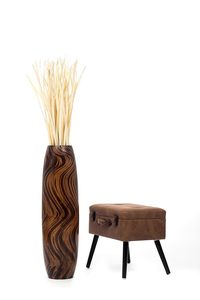 Vase décoratif haut et rond en bois naturel poli, style Art déco, fait main, pour salon, jardin et bureau - Product Image 4