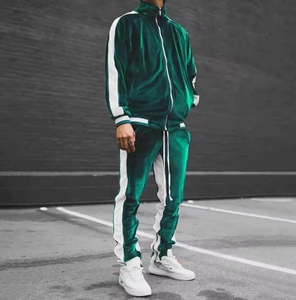 Ensemble de survêtement sportif vert vintage de qualité supérieure, deux pièces, en polyester, séchage rapide, personnalisable, vente en gros, survêtement en velours - Product Image 6