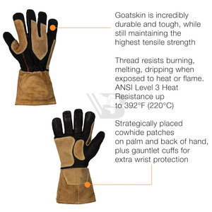 14 Inches Palm Reinforced Fleece Lining Goat Skin Leather Tig Welding <b>Gloves</b> Hot Sale Top Quality Safety Work <b>Gloves</b> For Welder - Product Image 4