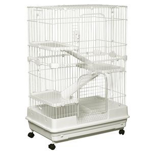 32\"L 4-Level Lockable Universal Wheels Pet Cage <b>Small</b> Animal Hutch with <b>Slide</b>-out Tray for Rabbits Chinchillas Ferrets - Product Image 1
