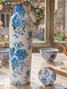 Flower Printed <b>Metal</b> <b>Water</b> <b>Bottle</b> Blue and White Printed <b>Water</b> <b>Bottle</b> Health Benefits Uses for Camping <b>Water</b> <b>Bottle</b> - Product Image 2